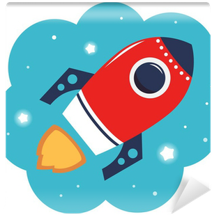 Colorful Cartoon Rocket In Space Isolated On White - Little Cute Rocket Red Large Tote Bag, Adult Unisex, (400x400)