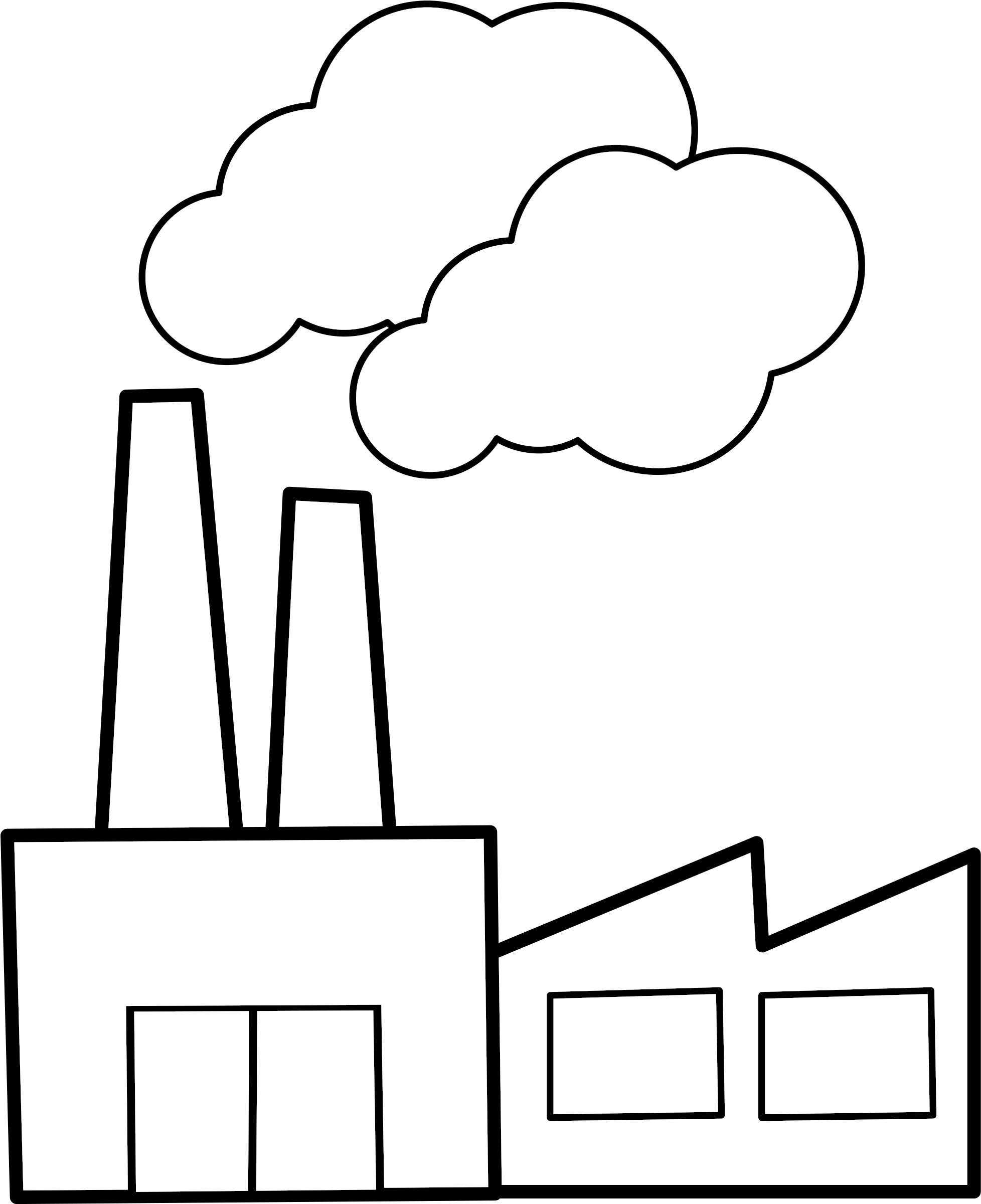 Black And White Factory Clipart Clip Art Of - Factory Black And White Clip Art (1966x2400)