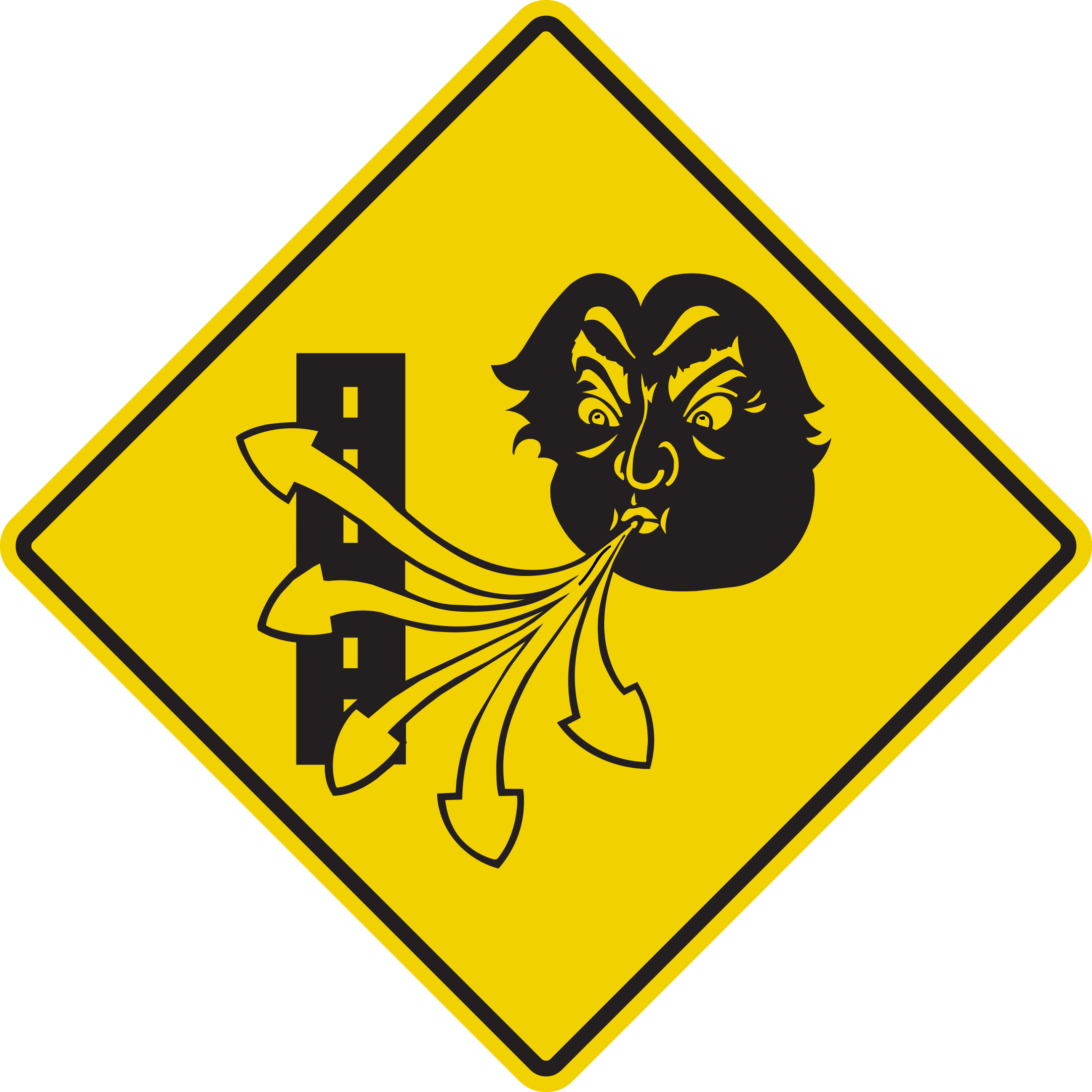 Gust Of Wind Clipart Transparent - Caution High Winds Sign Quebec (2203x2203)