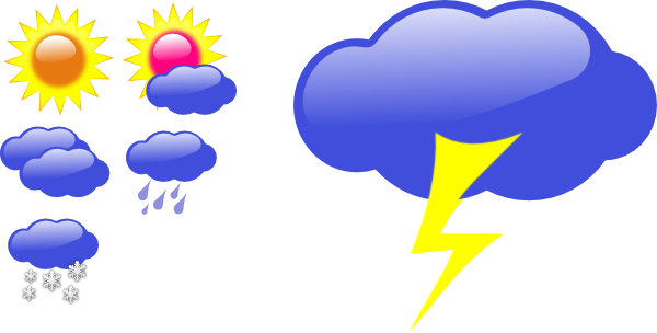 Thunder Clip Art At Clker - Lightning Bolt In Cloud Shower Curtain (600x304)