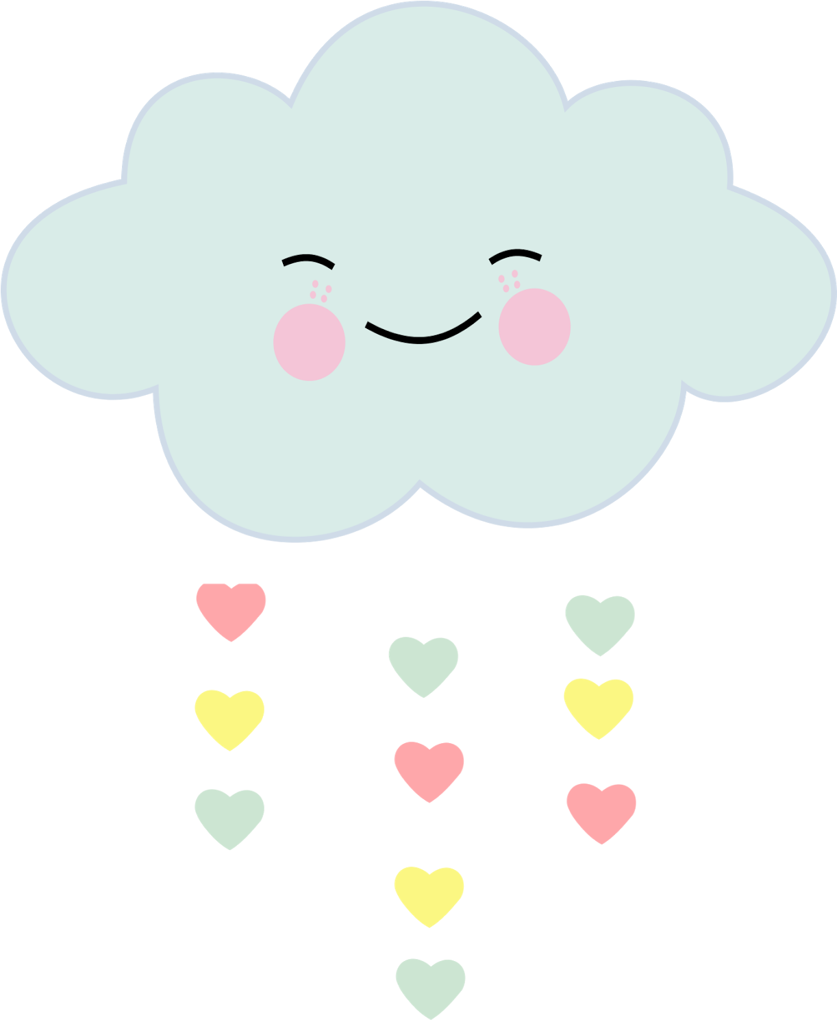 Cloud Hearts Rain Cute Love Colorpastel Ftestickers - Nuvem Chuva De Amor Png (1221x1600)