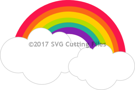 Simple Rainbow And Clouds - Clouds With Rainbow Svg (450x300)