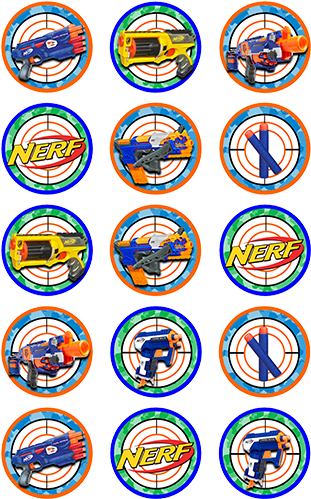 Nerf Or (30x - Nerf Cupcake Toppers (500x500)