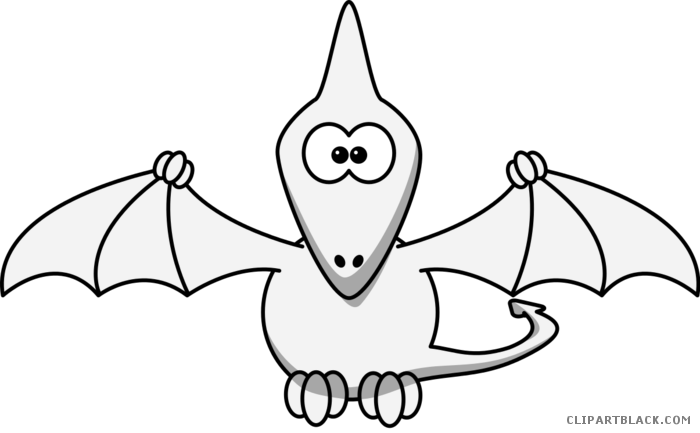 Cartoon Dinosaur Animal Free Black White Clipart Images - Pterodactyl Black And White (700x433)