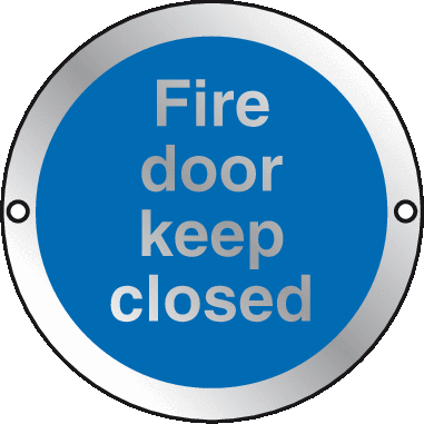 Prestige Anodized Silver Fire Door Keep Closed Sign - Fire Escape Keep Clear Sign (381x381)