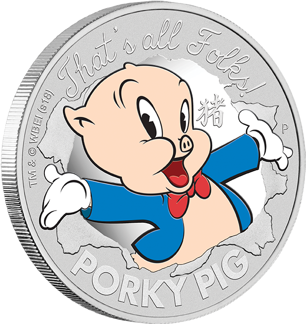 The Perth Mint Has Issued A Range Of Coins To Coincide - Piggy From Bugs Bunny (624x652)
