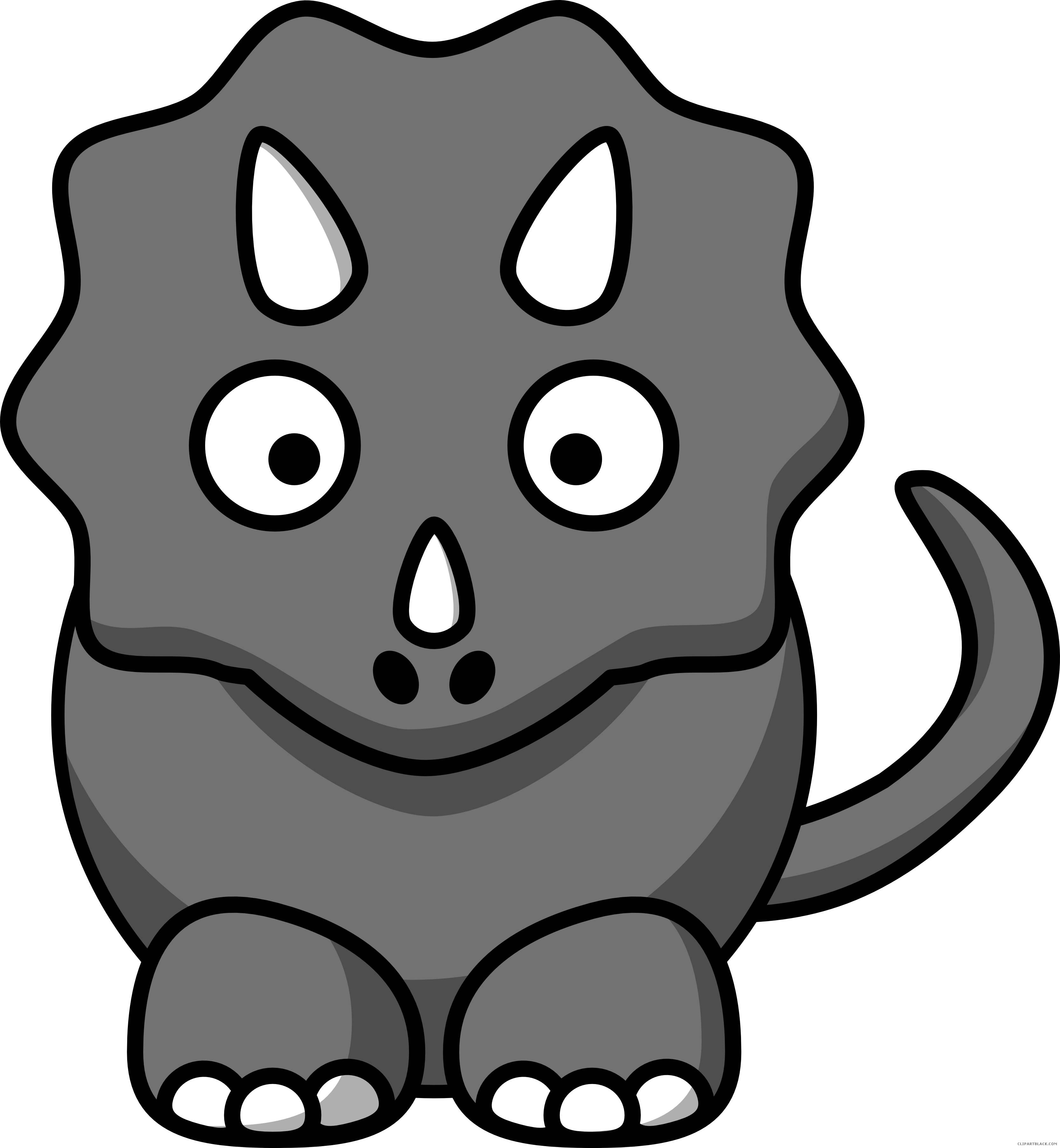 Cartoon Dinosaur Animal Free Black White Clipart Images - Cartoon Dinosaurs (3333x3608)