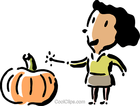 Woman With Magic Wand And Pumpkin Royalty Free Vector - Jack-o'-lantern (480x362)
