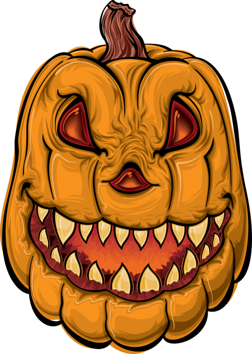 Pumpkin Clipart Horror - Demonic Pumpkin Art Throw Blanket (500x703)