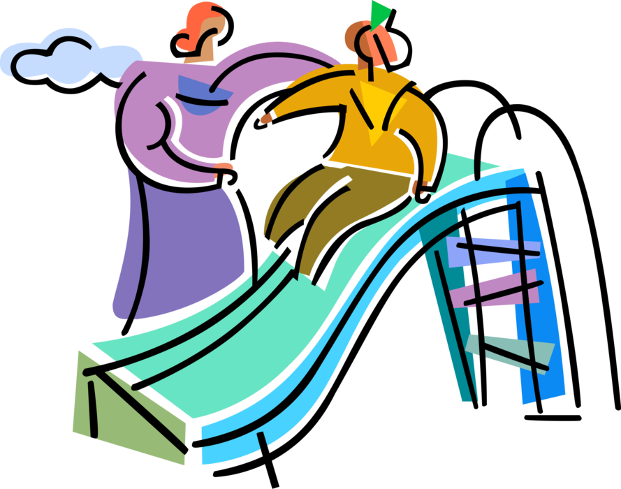 Vector Illustration Of Mother And Child Play On Playground - Vector Illustration Of Mother And Child Play On Playground (889x700)