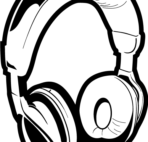 Computer Headphone Clipart Black And White - Black And White Headphone (500x480)