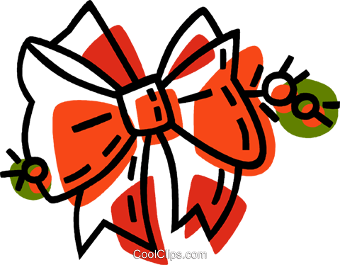Christmas Ribbon Tied In A Bow Royalty Free Vector - Illustration (480x374)