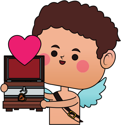 Cupid Holding An Open Trunk With Heart - Cupid (550x550)