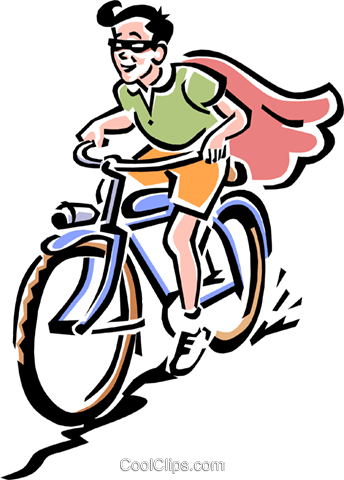 Old-fashioned Masked Bike Rider Royalty Free Vector - Super Hero On A Bicycle (344x480)