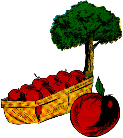 Tree,vintage,clip Art, Cartoon Apple Farm (500x562) Png Clipart