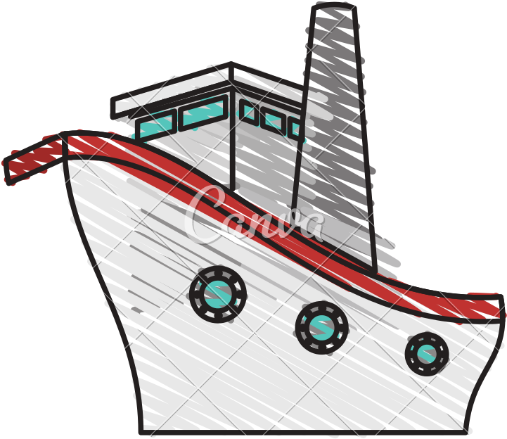 Cruise Ship Doodle - Illustration (800x800)