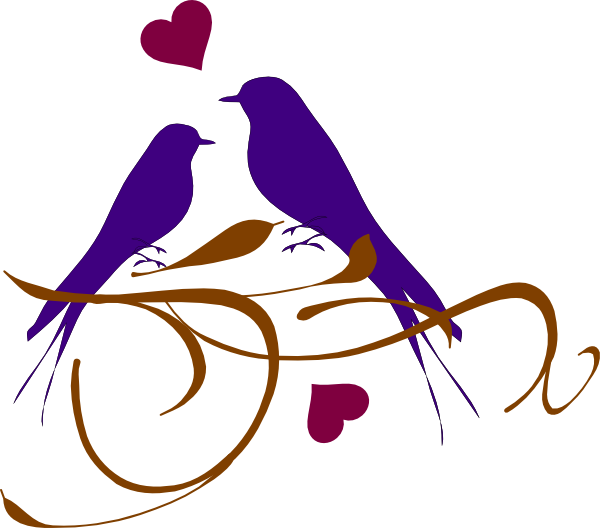 Clip Art - Love Birds Blue Clipart (600x528)