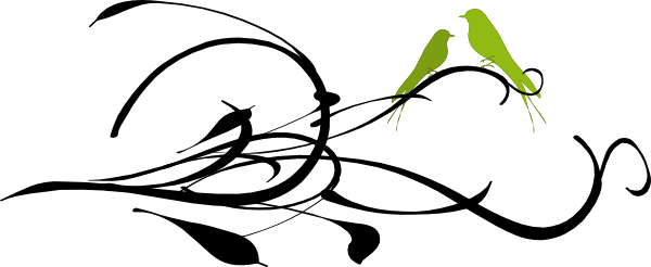This Free Clip Arts Design Of Love Birds On A Branch - Love Birds Vector Black And White (600x246)