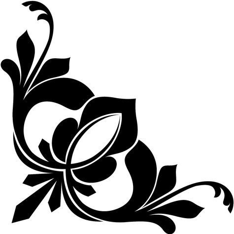 ,leaves,garden - Corner Clip Art Black And White (500x500)