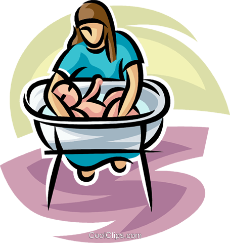 Neugeborene Mit Einem Bad Vektor Clipart Bild -vc063255 - Clip Art (455x480)