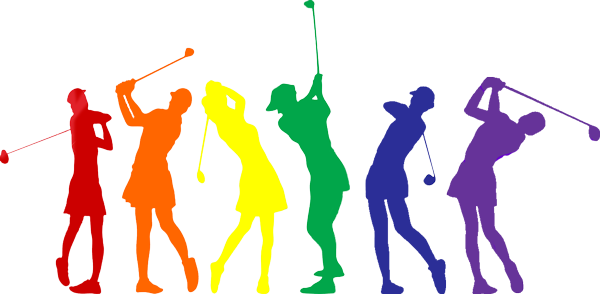 Clip Art Black And White Golfer Clipart Golf Group - Golf (600x294)