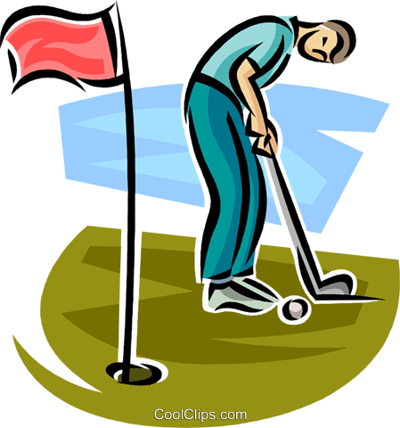 Golfer Making A Putt Royalty Free Vector Clip Art Illustration - Golf Pictures Clip Art (449x480)