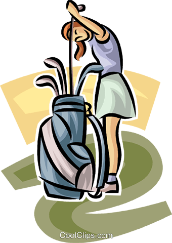 Golf Vector Clipart Of A Female Golfer Selecting A - Illustration (340x480)
