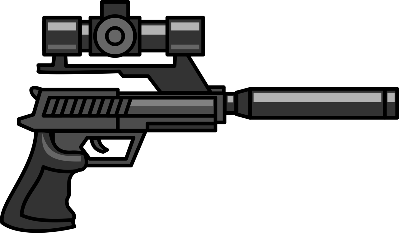 Firearm Sniper Rifle Pistol Gun Silencer - Pistol With Silencer And Scope (1282x750)