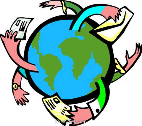 Mail Around The World 2 Royalty Free Vector Clip Art - Mail Around The World Clip Art (480x424)