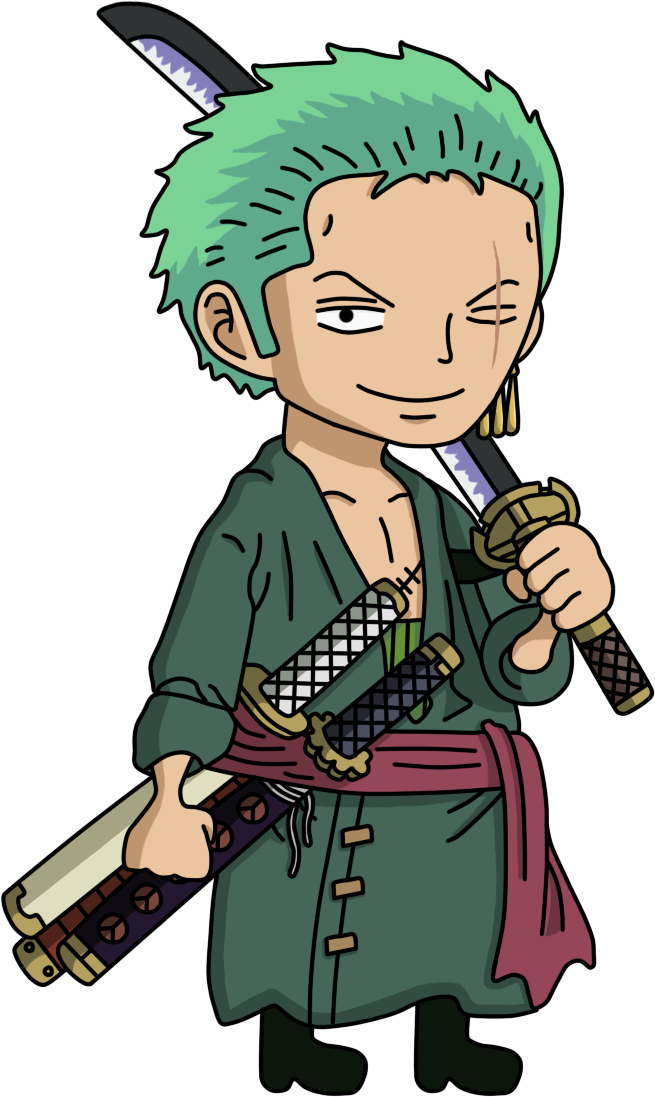 Download Roronoa Zoro New World Clipart - Zoro One Piece Chibi (655x1097)