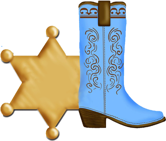 Blue Cowboy Boot And Badge Clip Art - Blue Cowboy Boot Clipart (600x512)