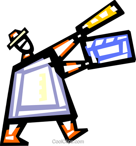 Man With Clapper Board Royalty Free Vector Clip Art - Man With Clapper Board Royalty Free Vector Clip Art (447x480)