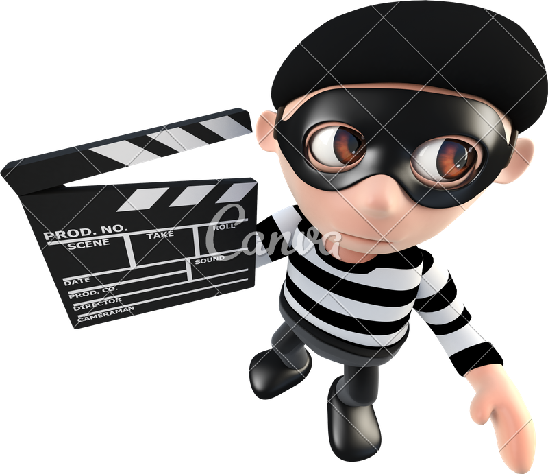 3d Funny Cartoon Burglar Thief Character Holding A - 3d Funny Cartoon Burglar Thief Holding (800x691)