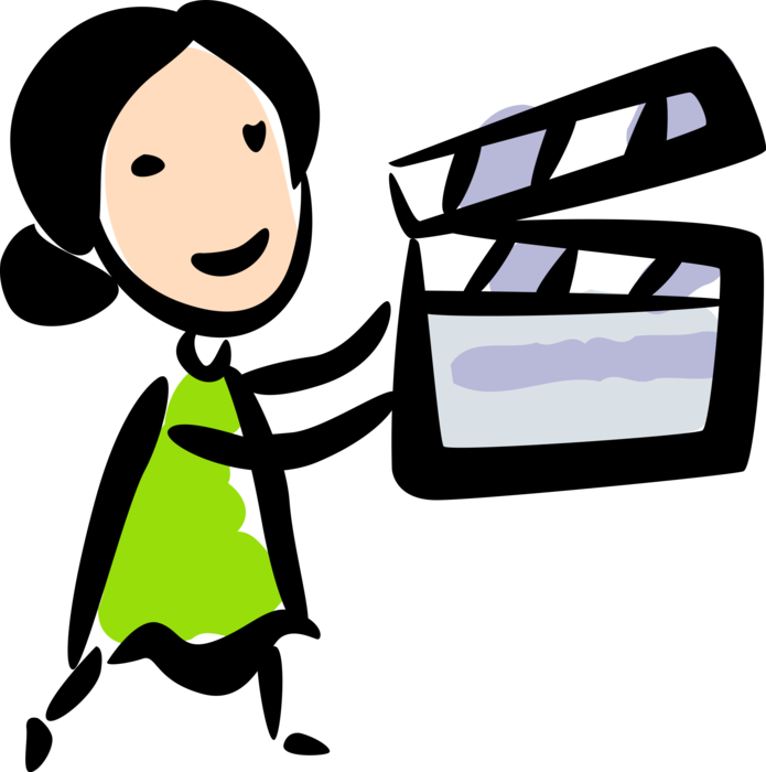 Vector Illustration Of Filmmaker With Filmmaking And - Filmmaking (695x700)