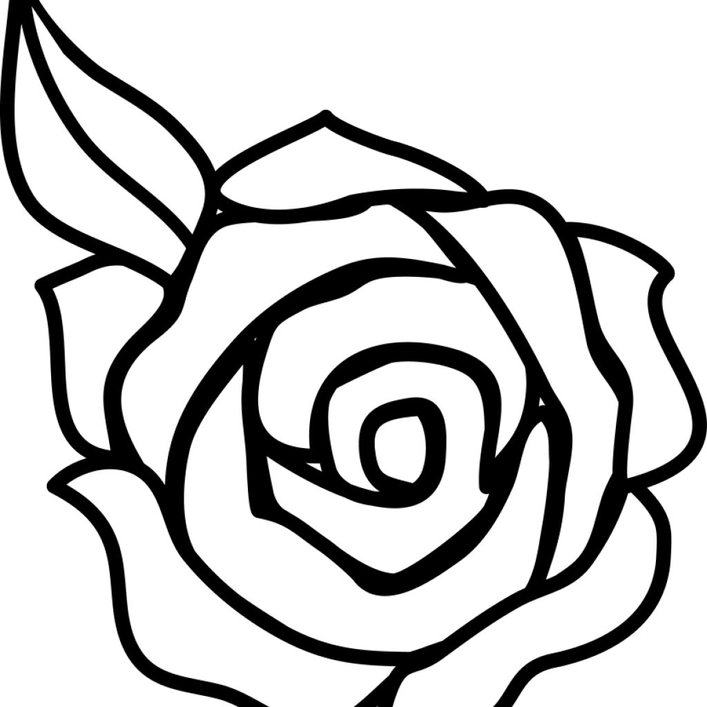 Flower Clipart Black And White Free Flower Black And - Rose Drawing Easy (1024x1024)