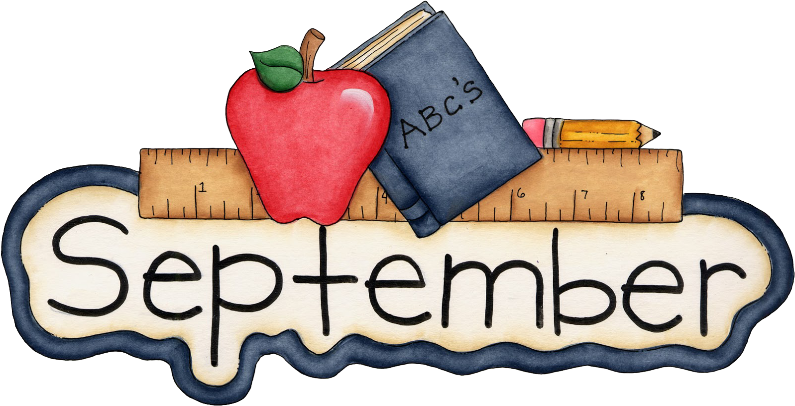 Month September Clip Art Black And White Techflourish - September Calendar Clip Art (1600x821)