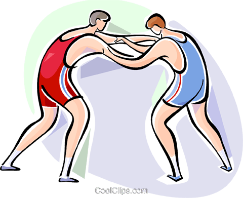 Wrestling Royalty Free Vector Clip Art Illustration - Illustration (480x391)