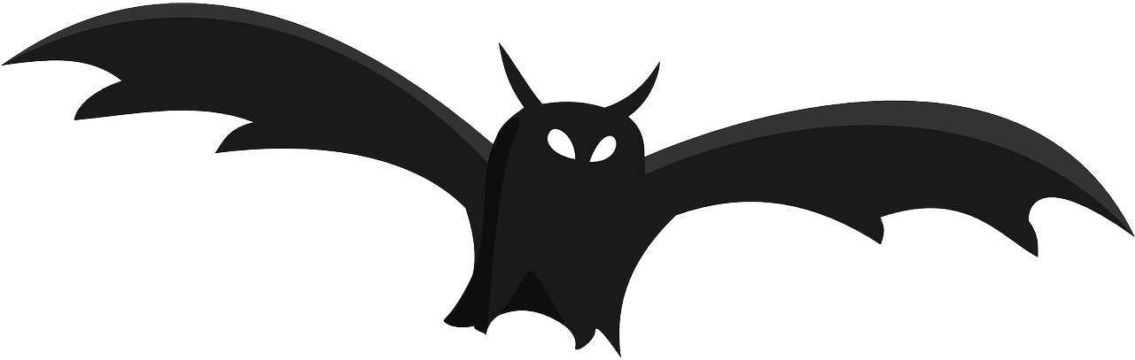 Bat Silhouette Black - Bats Clipart Png (1280x640)