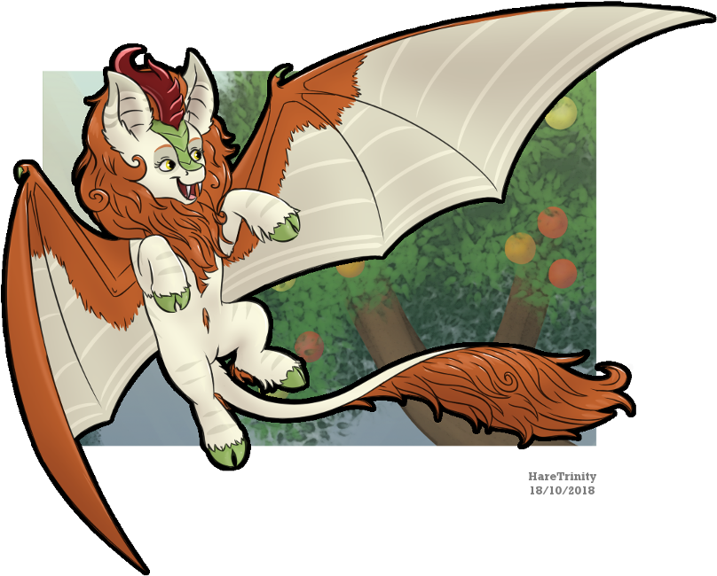 Haretrinity, Autumn Blaze, Bat Ponified, Bat Pony, - Cartoon (900x722)