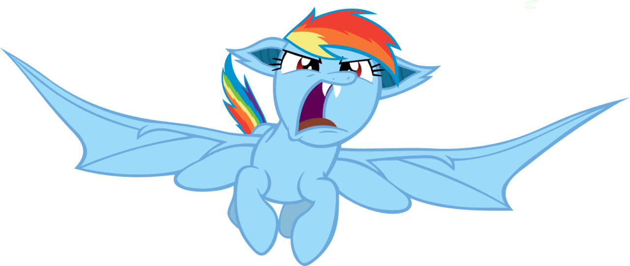 Batbow, Bat Ponified, Bat Pony, Bats , Fangs, Flying, - Mlp Rainbow Dash Bat (1280x541)