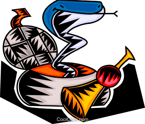 Snake In Basket With Horn Royalty Free Vector Clip - Snake In Basket With Horn Royalty Free Vector Clip (480x411)