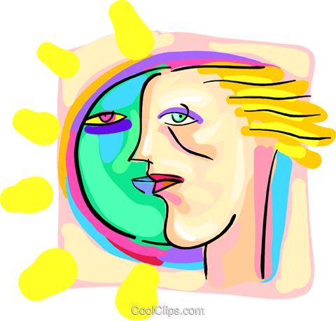 Sun/face Royalty Free Vector Clip Art Illustration - Person (480x459)