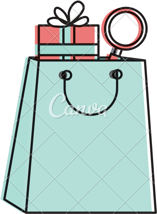 Shopping Bag With Gift And Magnifying Glass - Shopping Bag (800x800)