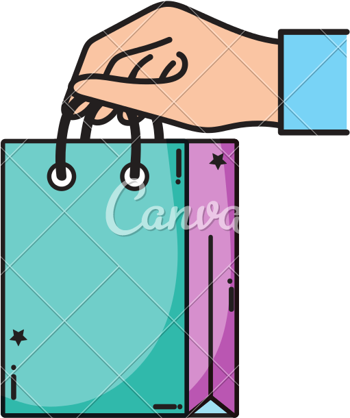 Hand With Shopping Bag Market Shop - Stock Illustration (800x800)