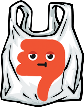 A Thumbs-down Symbol On A Drawing Of A Plastic Shopping - Plastic Bag Vector Png (420x420)