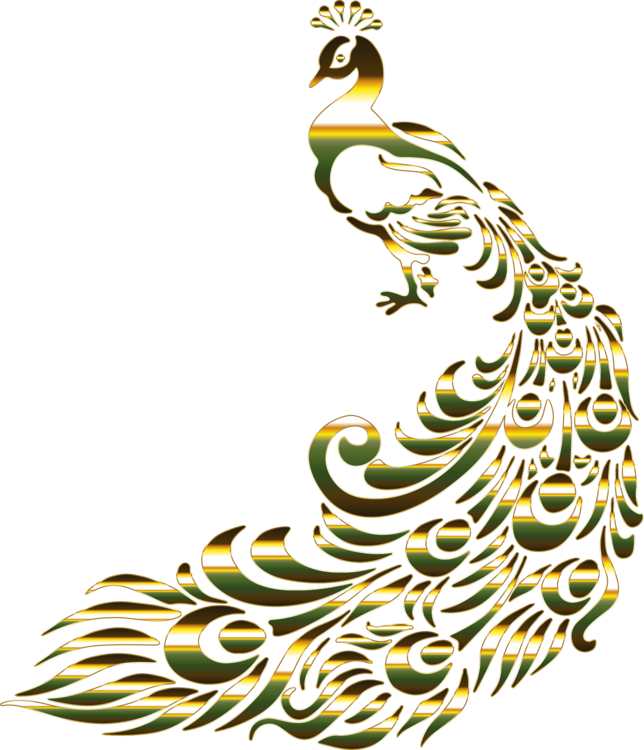 All Photo Png Clipart - Peacock Art Png Gold (644x750)