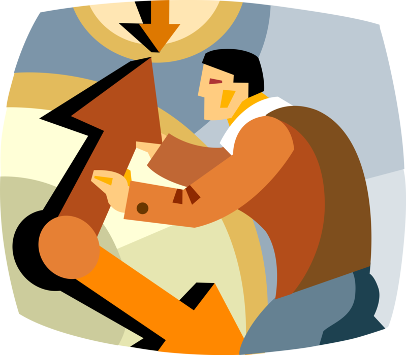 Vector Illustration Of Businessman Adjusts Clock Hands - Project (799x700)