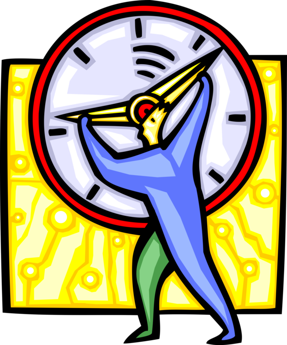 Vector Illustration Of Turning Back Time By Changing - Out Of Time (583x700)