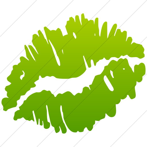 Classica Kiss Mark Icon Simple Green Gradient - White Kiss Icon (512x512)