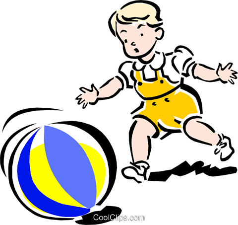 Child Playing With Ball Royalty Free Vector Clip Art - Clip Art (480x453)